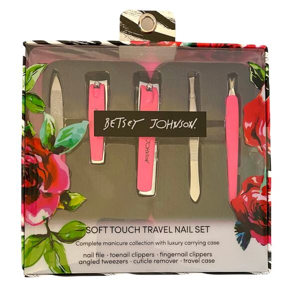 Betsey Johnson 6 Piece Soft Touch Travel Mani Set - Picture 1 of 8